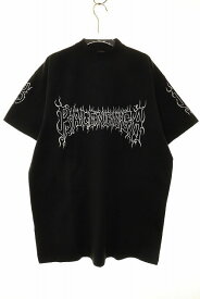 【中古】バレンシアガ BALENCIAGA DARKWAVE TEE BLACK SIZE 1 739028 TPVN5 ダークウェーブ ロゴ Tシャツ オーバーサイズ クルーネック 半袖 ブラック 【ブランド古着ベクトル】☆AA★250316 メンズ レディース 【ベクトル 古着】 250316
