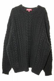 【中古】シュプリーム SUPREME 23AW APPLIQUE CABLE KNIT SWEATER BLACK L アップリケ ケーブル ニット セーター ブラック 【ブランド古着ベクトル】☆AA★251020 メンズ 【ベクトル 古着】 251020