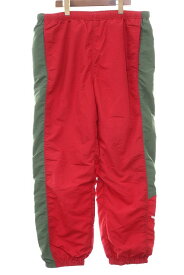 【中古】シュプリーム SUPREME 19AW SIDE LOGO TRACK PANT RED L サイド ロゴ トラック パンツ レッド グリーン ナイロン 【ブランド古着ベクトル】☆AA★250928 メンズ 【ベクトル 古着】 250928