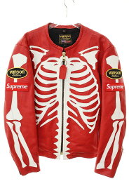 【中古】シュプリーム SUPREME × VANSON 17AW LEATHER BONES JACKET RED L バンソン レザー ボーン ジャケット レッド 【ブランド古着ベクトル】☆AA★260412 メンズ 【ベクトル 古着】 260412