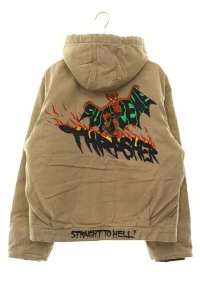 【中古】シュプリーム SUPREME × THRASHER 24AW HOODED WORK JACKET BEIGE Sサイズ スラッシャー フーデッド ワーク ジャケット ベージュ 【ブランド古着ベクトル】☆AA★260906  【ベクトル 古着】 260906