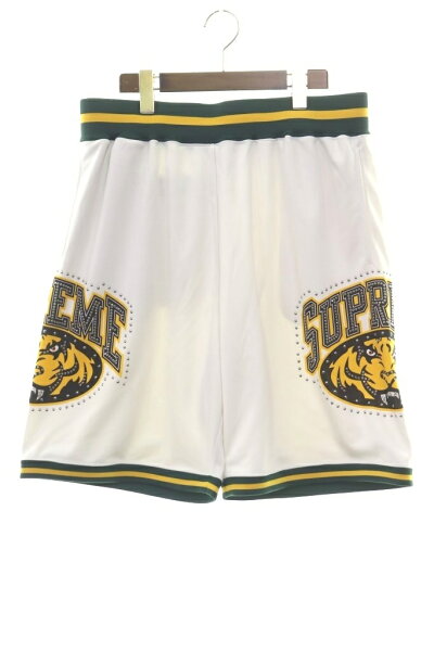 【中古】シュプリーム SUPREME 25SS STUDDED BASKETBALL SHORT WHITE Sサイズ スタッズ バスケットボール ショーツ ラインストーン ロゴ ショート ハーフ パンツ ホワイト 白 【ブランド古着ベクトル】☆AA★■260906  【ベクトル 古着】 260906