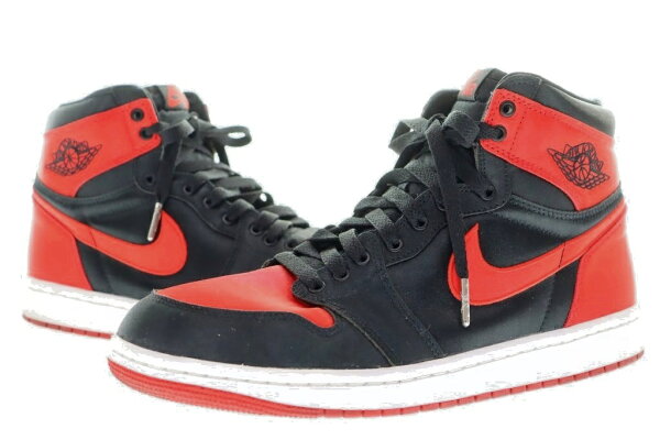 【中古】ナイキ NIKE WMNS AIR JORDAN 1 RETRO HIGH OG SATIN BRED 27.5cm AJ1 ウィメンズ エア ジョーダン レトロ ハイ サテン ブレッド 赤 【ブランド古着ベクトル】▲260909 メンズ 【ベクトル 古着】 260909