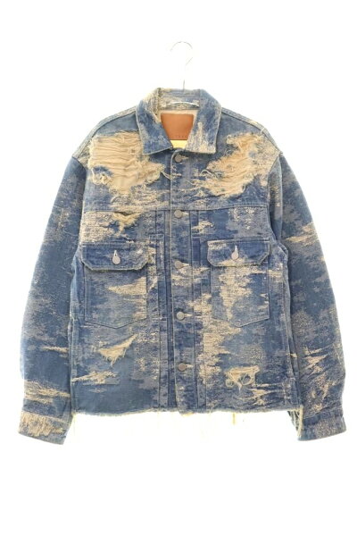 【中古】TAAKK 21AW CONTRAST DENIM JAQUARD JACKET サイズ1 TA21AW-BL013 コントラスト デニム ジャガード ジャケット ブルー 青 【ブランド古着ベクトル】●260909  【ベクトル 古着】 260909