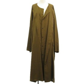 【中古】ワイズ Y's 美品 23AW CELLULOSE TWILL GARMENT-DYED COLLARLESS DRESS ドレス ノーカラー シャツワンピース YJ-D03-204 ベージュ 1 XS レディース 【ベクトル 古着】 231222