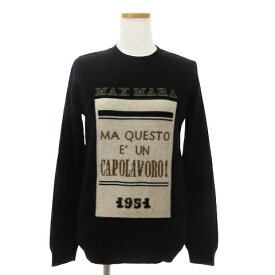 【中古】マックスマーラ MAX MARA 美品 白タグ CAPOLAVORO 1951 ニット セーター 長袖 カシミヤ混 ウール プリント 13661813 黒 ブラック S レディース 【ベクトル 古着】 231223