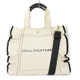 【中古】ジルスチュアート JILL STUART フリル トートバッグ ショルダー 2WAY キャンバス ロゴ 刺繍 スナップボタン アイボリー レディース 【ベクトル 古着】 240222