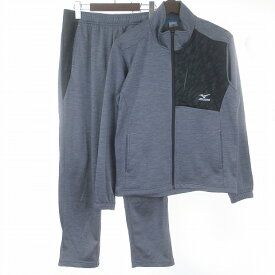 【中古】ミズノ MIZUNO セットアップ トラックジャケット パンツ トレーニングウェア ジャージ プリント ロゴ グレー M ■SM1 メンズ 【ベクトル 古着】 240307