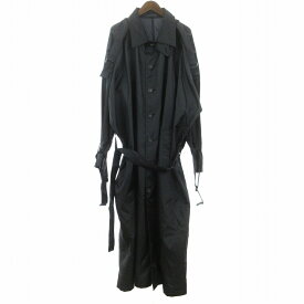 【中古】ヨウジヤマモトプールオム YOHJI YAMAMOTO POUR HOMME 美品 20SS ナイロンタフタ ビッグ トレンチコート ロング 無地 腰ベルト NH-C04-604 黒 ブラック 1 S位 ■SM1 メンズ 【ベクトル 古着】 240322