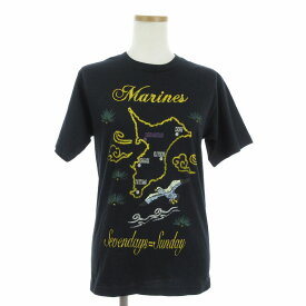 【中古】セブンデイズサンデイ SEVENDAYS＝SUNDAY タグ付き 千葉ロッテマリーンズ CHIBA LOTTE MARINES Tシャツ カットソー 半袖 プリント コットン 32132C50030 黒 ブラック F ■SM1 レディース 【ベクトル 古着】 240412