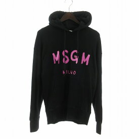 【中古】エムエスジーエム MSGM ロゴ パーカー スウェット プルオーバー コットン プリント 裏毛 3140MM515 黒 ブラック XS メンズ 【ベクトル 古着】 240328