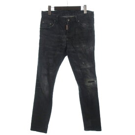 【中古】ディースクエアード DSQUARED2 Skater Jean デニムパンツ スキニー ダメージ加工 S79LA0007 黒 ブラック 44 メンズ 【ベクトル 古着】 251210