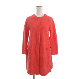 【中古】ハリスワーフロンドン HARRIS WHARF LONDON ノーカラーコート ひざ丈 無地 赤系 44 ■TC レディース 【ベクトル 古着】 260127