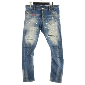 【中古】ディースクエアード DSQUARED2 Sexy Twist デニム パンツ ジーンズ ペイント加工 クラッシュ加工 S71LB1028 インディゴ 44 メンズ 【ベクトル 古着】 240410