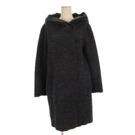 【中古】ハリスワーフロンドン HARRIS WHARF LONDON ウール コート フーディ 42 チャコールグレー 260116E ■TC レディース 【ベクトル 古着】 260116