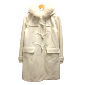 【中古】セシルマクビー CECIL McBEE ダッフルコート ハーフコート アウター フード フォックスファー ウール混 M 白 ホワイト レディース 【ベクトル 古着】 230203