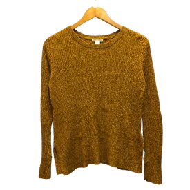 【中古】エイチ&エム H&M ニット セーター クルーネック リブ サイドスリット 長袖 S オレンジ 黄 イエロー レディース 【ベクトル 古着】 231207