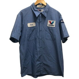 【中古】valvoline ワークシャツ 半袖 トップス ワッペン アメリカ製 XL 青 ブルー メンズ 【ベクトル 古着】 250921