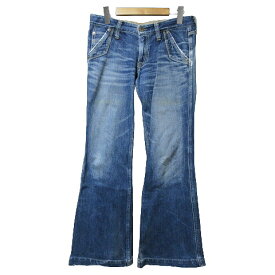 【中古】リーバイス Levi's クラシック デニムパンツ ジーンズ 907 フラップボタン シンチバック ダメージ加工 ブーツカット 30 青 ブルー ■GY01 X メンズ 【ベクトル 古着】 240131