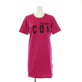 【中古】未使用品 ディースクエアード DSQUARED2 タグ付き Icon Spray Tee Dress カットソーワンピース 半袖 ミニ ロゴ プリント S80CT0011 /KH ピンク XS ■GY29 レディース 【ベクトル 古着】 240530