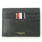 【中古】未使用品 トムブラウン THOM BROWNE 箱有 タグ付 カードケース レザー トカードホルダー ウォレット トリコロール ストライプ イタリア製 黒 ブラック 0106 メンズ レディース 【ベクトル 古着】 230106