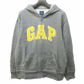 【中古】ギャップ GAP KIDS アーチロゴ パーカー フーディ スウェット ジップアップ 灰 グレー XXL 160CM ■KK4 0410 キッズ 【ベクトル 古着】 240410