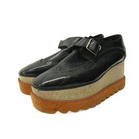 【中古】ステラマッカートニー STELLA McCARTNEY ローファー シューズ ウイングチップ レザー 厚底 38 25.0cm 黒 ブラック 0117 IBO87 レディース 【ベクトル 古着】 260117