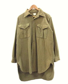 【中古】ヴィンテージ VINTAGE 50s イギリス軍 ウール フィールドシャツ ロング丈 マチ付き ブロードアロー ミリタリー カーキグリーン 6 メンズ 【ベクトル 古着】 240309