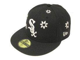 【中古】ニューエラ NEW ERA 59FIFTY FITTED CAP MLB FLOWER EMBROIDERY WHITE SOX ホワイトソックス 花柄 ベースボールキャップ 帽子 7 1/2 ブラック ヘッドウェア メンズ レディース 【ベクトル 古着】 240313