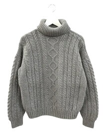 【中古】GUERNSEY WOOLLENS ガンジーウーレンズ ALAN PATTERN TURTLE NECK SWEATER アランパターンタートルネックセーター M 灰色 グレー 長袖 プルオーバー ニット トップス メンズ 【ベクトル 古着】 260711