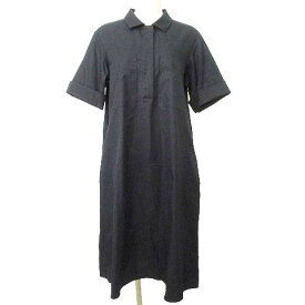 【中古】ジルサンダー JIL SANDER NAVY 美品 19SS シャツ ワンピース ロング 半袖 五分袖 Aライン フレア イタリア製 34 紺 ネイビー ■U90 レディース 【ベクトル 古着】 231104