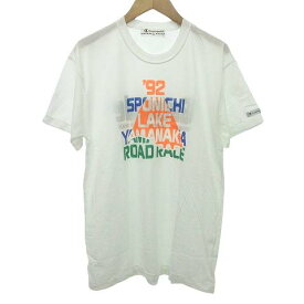 【中古】チャンピオン CHAMPION 90s ROAD RACE Tシャツ 半袖 クルーネック カットソー L 白 ホワイト ■GY09 メンズ 【ベクトル 古着】 231118