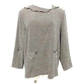 【中古】シセンドウ 詩仙堂 HITOSHI TAMURA 美品 長袖 ブラウス プルオーバー ちりめん しぼり柄 花 M～L相当 黒 ブラック ■GY09 レディース 【ベクトル 古着】 231215