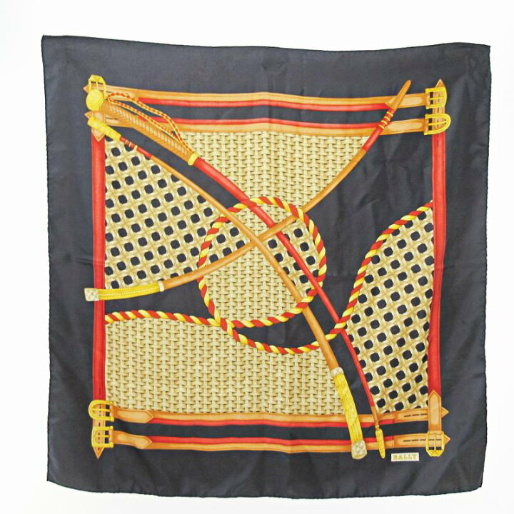 楽天市場】【中古】バリー BALLY 美品 シルク 大判 スカーフ 総柄 黒 