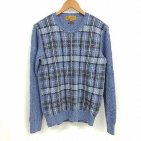 【中古】Sweaterie カシミヤニット セーター チェック ブルー M メンズ 【ベクトル 古着】 240319