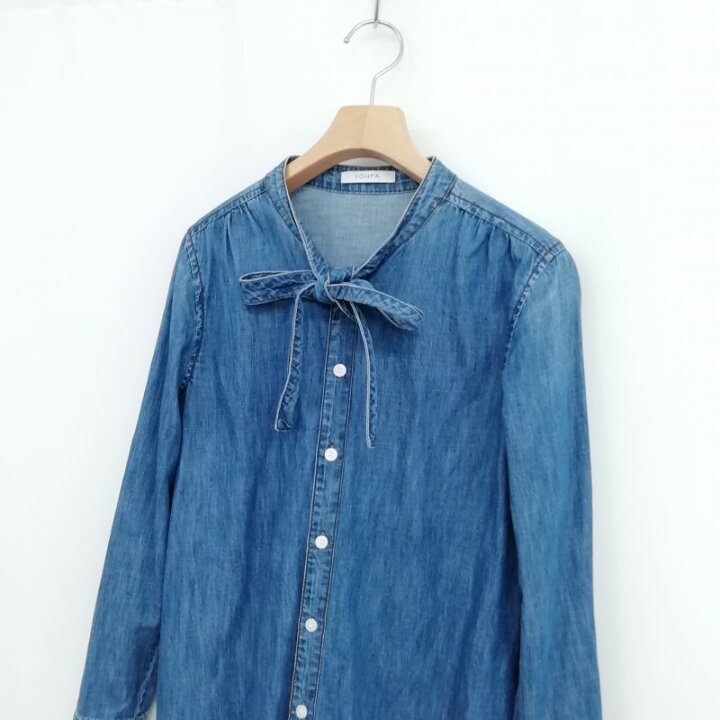 楽天市場】【中古】ヨンファ YONFA リボン バンドカラー デニム シャツ