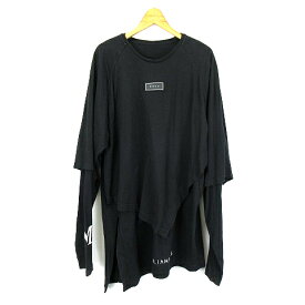 【中古】ミューズ MUZE レイヤード ロングスリーブ プリント 長袖 Tシャツ カットソー 黒 ブラック F レディース 【ベクトル 古着】 230630