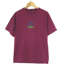 【中古】モンベル Montbell Tシャツ ウィックロン ロゴ フラワー プリント クルーネック 半袖 S ボルドー メンズ 【ベクトル 古着】 240321