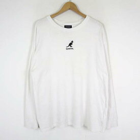 【中古】カンゴール KANGOL Tシャツ ロンT ロゴ 刺繍 クルーネック 長袖 L 白 ホワイト 黒 ブラック メンズ 【ベクトル 古着】 240329