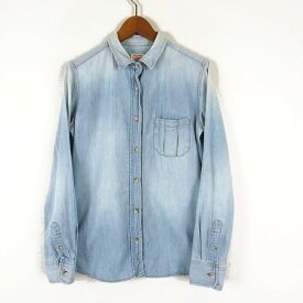 【中古】23区 オンワード樫山 DENIM シャツ ライト デニムシャツ 薄手 ウォッシュ ブリーチ加工 長袖 M 38 ライトブルー レディース 【ベクトル 古着】 240418