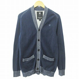 【中古】ジースターロウ G-Star RAW カーディガン 長袖 コットン ニット ネイビー 紺 M 0328 IBO51 メンズ 【ベクトル 古着】 240328