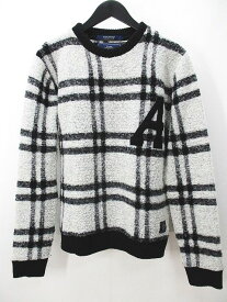 【中古】スコッチ&ソーダ SCOTCH & SODA KNIT チェック柄 長袖 ニット セーター M 灰系 グレー アップリケ リブ メンズ 【ベクトル 古着】 240125