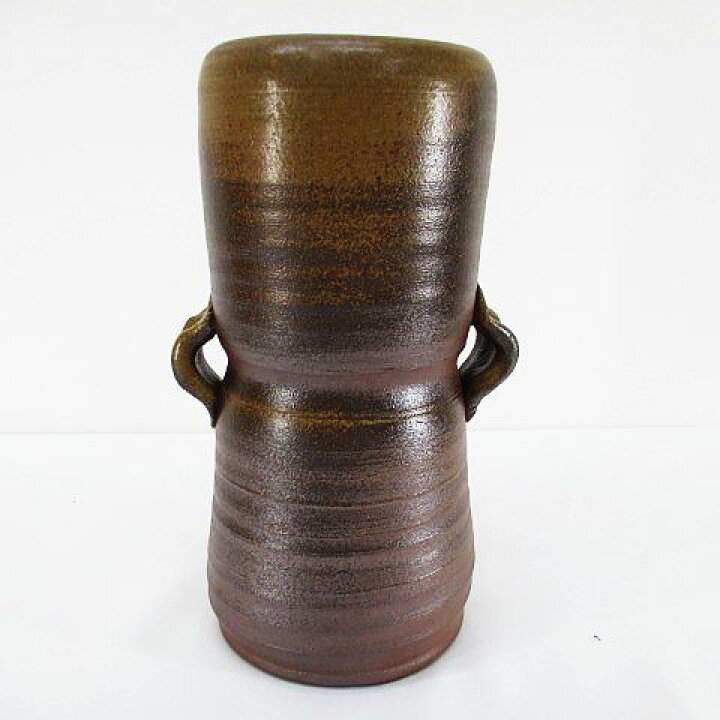 楽天市場】【中古】備前焼 井藤 甫 花入 花瓶 花器 耳付き ブラウン 茶 