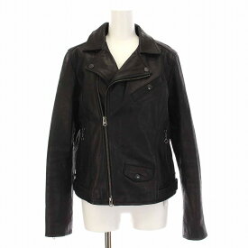 【中古】アヴィレックス AVIREX BELLE COW DOUBLE RIDERS JACKET カウ ダブル ライダース ジャケット 革ジャン レザー 牛革 ジップアップ アウター L 黒 ブラック 6291012 /YM ■GY09 レディース 【ベクトル 古着】 230509