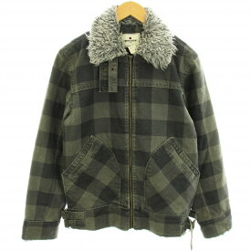 【中古】ウールリッチ WOOLRICH デニムジャケット Gジャン ジージャン 中綿 チェック フェイクファー ジップアップ M グレー /HN8 ■GY09 メンズ 【ベクトル 古着】 230715