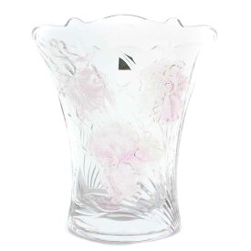 【中古】保谷クリスタル HOYA CRYSTAL flower vase 花瓶 クリスタルガラス 花柄 フラワー柄 クリア ピンク /YI19 ■GY18 メンズ レディース 【ベクトル 古着】 230905