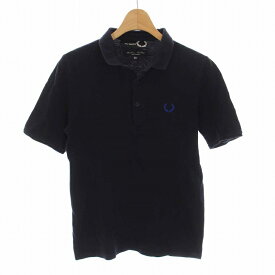 【中古】ラフシモンズ RAF SIMONS フレッドペリー FRED PERRY ポロシャツ 半袖 コットン ロゴ刺繍 XS 紺 ネイビー /YM ■MC メンズ 【ベクトル 古着】 231005