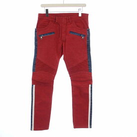 【中古】バルマン BALMAIN 15SS 側章 サイドライン ストレッチ バイカー スキニー デニムパンツ ジーンズ W29 赤 レッド S5HT551C831T /KH メンズ 【ベクトル 古着】 231016