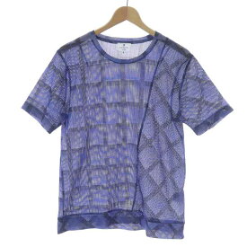 【中古】ランバンオンブルー LANVIN en Bleu Tシャツ カットソー 半袖 チェック メッシュ 48 L 青 ブルー /AT18 メンズ 【ベクトル 古着】 231209