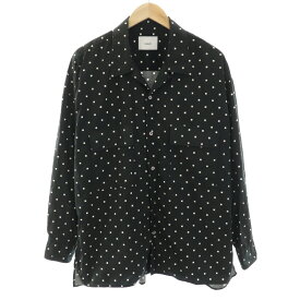 【中古】ニューターム nuterm ウィリースクエアドットプリントシャツ Willie Square Dot Print Shirts ワークシャツ オープンカラー 長袖 総柄 M 黒 ブラック 白 ホワイト /YT メンズ 【ベクトル 古着】 231219